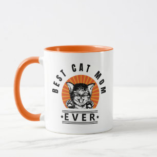 Meilleur Chat Maman Jamais Vintage Sunburst Mug