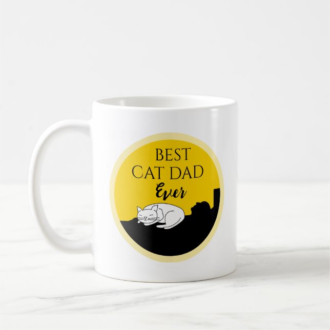 Meilleur Chat Papa Jamais Personnalisé Mug (Gauche)