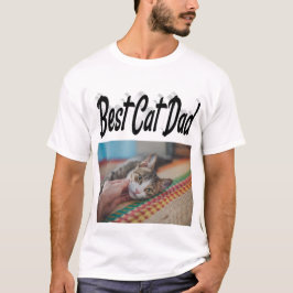 Meilleur Chat Papa Photo Texte noir T-shirt