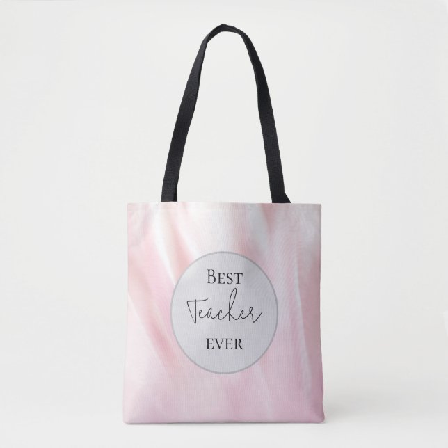"Meilleur enseignant jamais" Sac fourre-tout rose (Devant)
