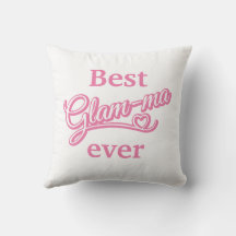 Meilleur Glamma jamais photo rose/blanc Coussin