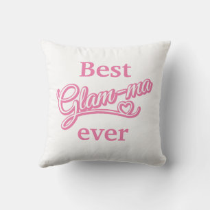 Meilleur Glamma jamais photo rose/blanc Coussin