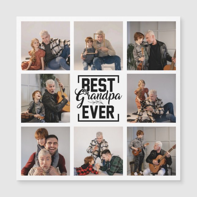 Meilleur Grand-Père Ever 8 Photo Collage Carte mag (Devant)