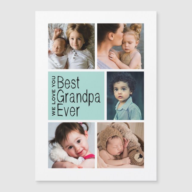 Meilleur Grand-Père Jamais Photo Collage Carte mag (Devant)
