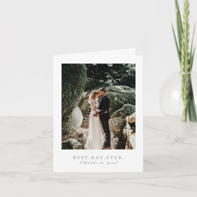 Meilleur jour jamais gris Mariage photo Merci (Devant)