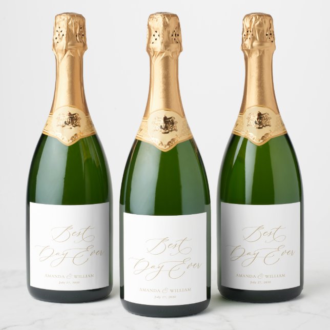 Meilleur jour jamais Mariage Champagne Étiquette (Bouteilles)