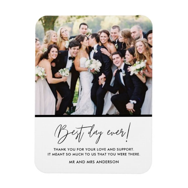 Meilleur Jour jamais Mariage Photo Merci Magnet (Vertical)