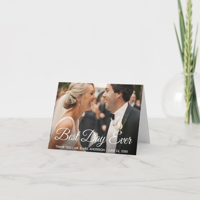 Meilleur Jour Jamais Mariage Photo Merci Note (Devant)