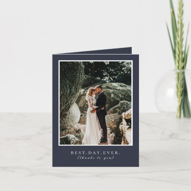 Meilleur Jour Jamais Marine Mariage Photo Merci (Devant)