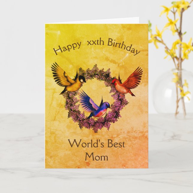 Meilleur Oiseaux de maman au monde sur la carte d' (Fleur jaune)