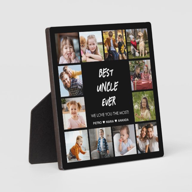 Meilleur Oncle Ever 12 Photo Collage Plaque (Recto)