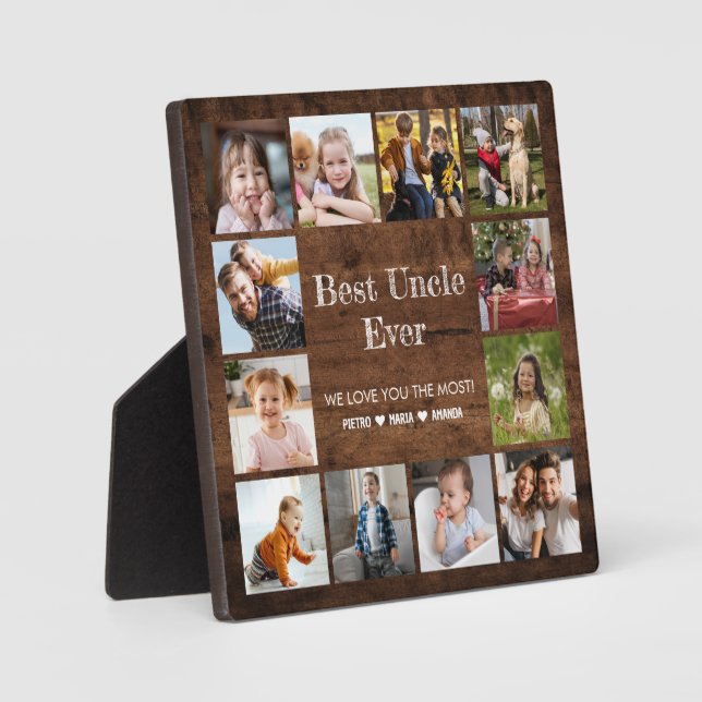 Meilleur Oncle Ever 12 Photo Collage Plaque (Recto)