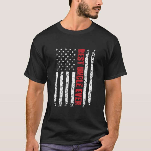 Meilleur Oncle Jamais American Flag Tshirt cadeau  (Devant)