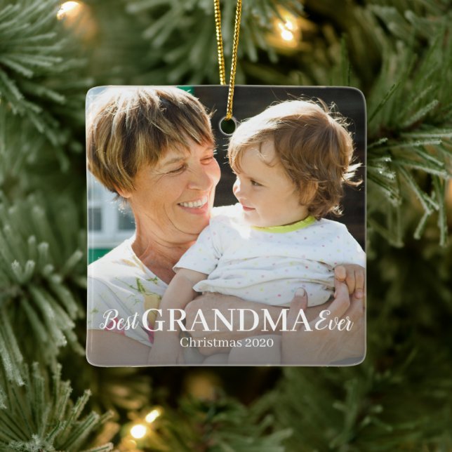 Meilleur ornement en céramique GRANDMA Jamais Phot (Arbre)