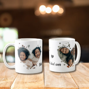 Meilleur papa 2 photos de coeur personnalisées Mug