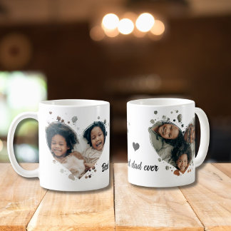 Meilleur papa 2 photos de coeur personnalisées Mug