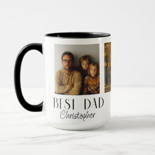 Meilleur papa 3 Photo Collage Nom personnalisé Mug