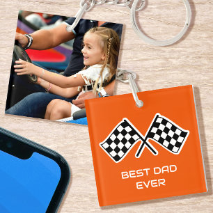 Meilleur papa À damiers Drapeaux Personnalisé Phot