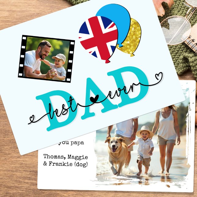 Meilleur papa britannique jamais Carte photo, Drap (British Dad / Fathers Photo Card)