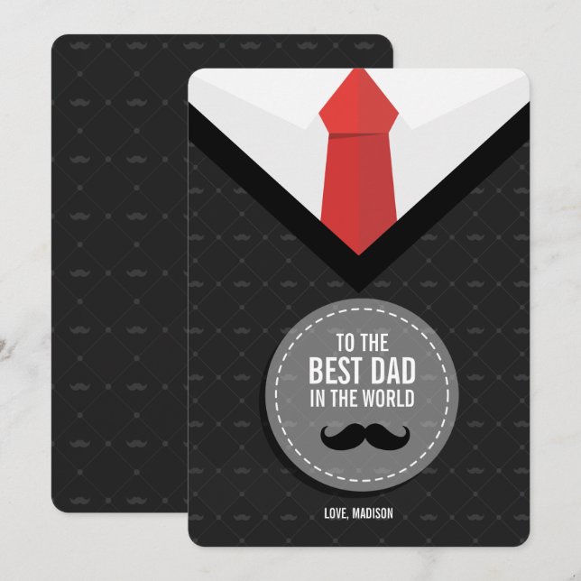 Meilleur Papa Dans Le Monde Fête des pères Carte A (Devant / Derrière)