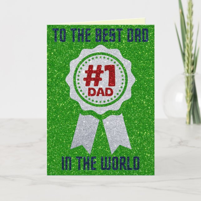 Meilleur Papa Du Monde Carte Pailletée Fête Des Pè (Devant)