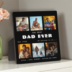Meilleur Papa du Monde Collage Photo Plaque Noire