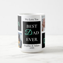 Meilleur Papa du Monde Mug Personnalisé avec 4 Pho