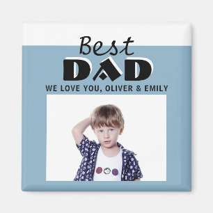 Meilleur papa Dusty Blue Photo Magnet de la fête 