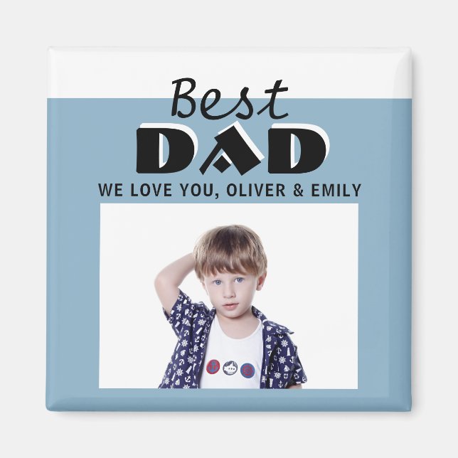 Meilleur papa Dusty Blue Photo Père`s Day Magnet (Devant)