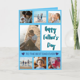 Meilleur papa Jamais Blue Photo Collage Carte de v