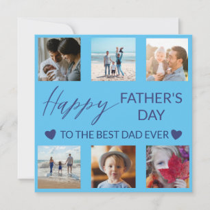 Meilleur papa Jamais Blue Photo Collage Carte de v