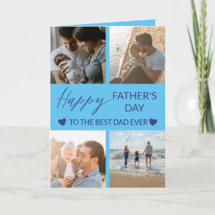 Meilleur papa Jamais Blue Photo Collage Carte de v