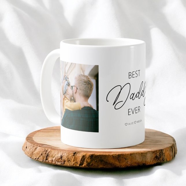 Meilleur Papa Jamais Calligraphie Photo Café Mug (Créateur téléchargé)