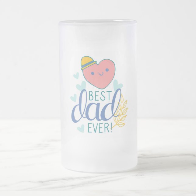 Meilleur Papa Jamais Frosted Glass Beer Mug (Centre)