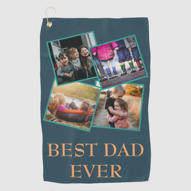 Meilleur papa Jamais Photo Collage Golf Serviette (Devant)