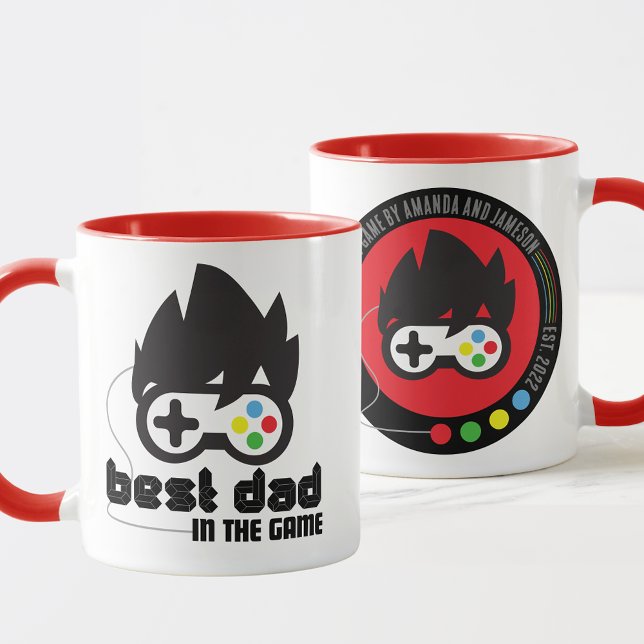 Meilleur papa unique dans le jeu Mug personnalisé (Unique Retro Inspired Best Dad in the Game Mug for Gaming Dad's. Great Birthday or Father's Day Gift)