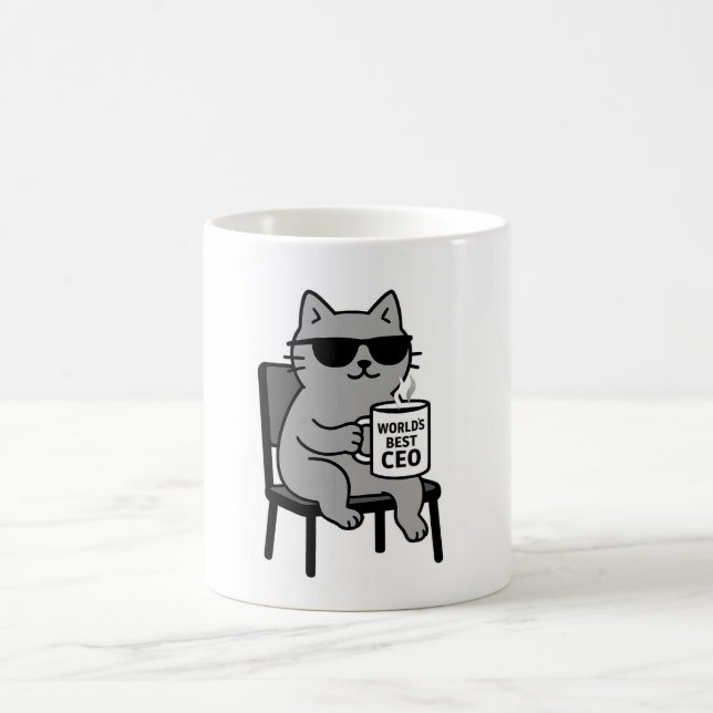 Meilleur PDG du monde - Mug de chats gris Smug (Centre)