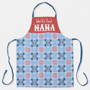 Meilleur tablier NANA du monde bleu Coeurs symétri