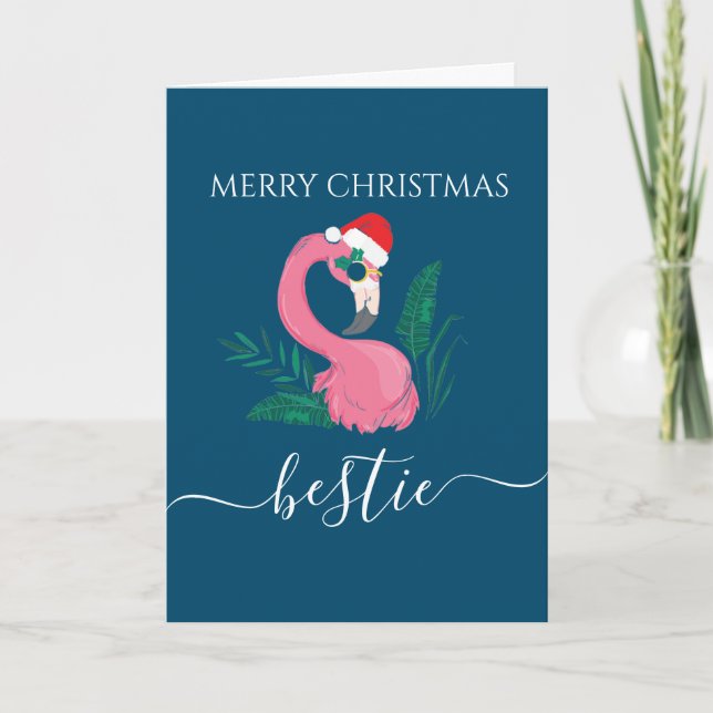 Meilleure amie Joyeux Noël carte flamant rose pour (Devant)
