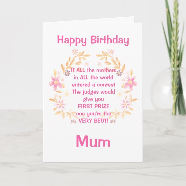 Meilleure carte d'anniversaire pour poème de maman (Devant)