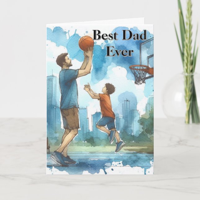 Meilleure carte de basket-ball Fête des pères papa (Devant)