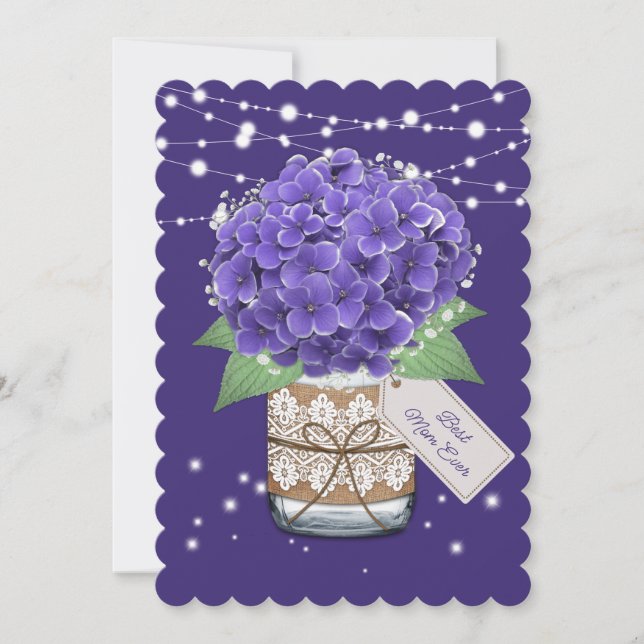 Meilleure carte de fête des mères florales pourpre (Devant)