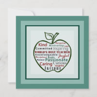 Meilleure carte de professeur au monde de pomme ve