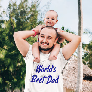 Meilleure Fête des pères papa texte bleu T-shirt