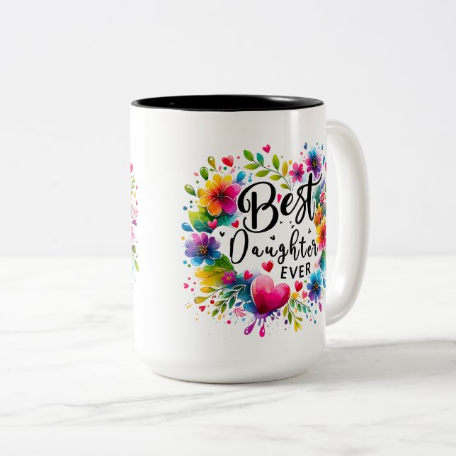 Meilleure Fille Mug Floral (Devant droit)