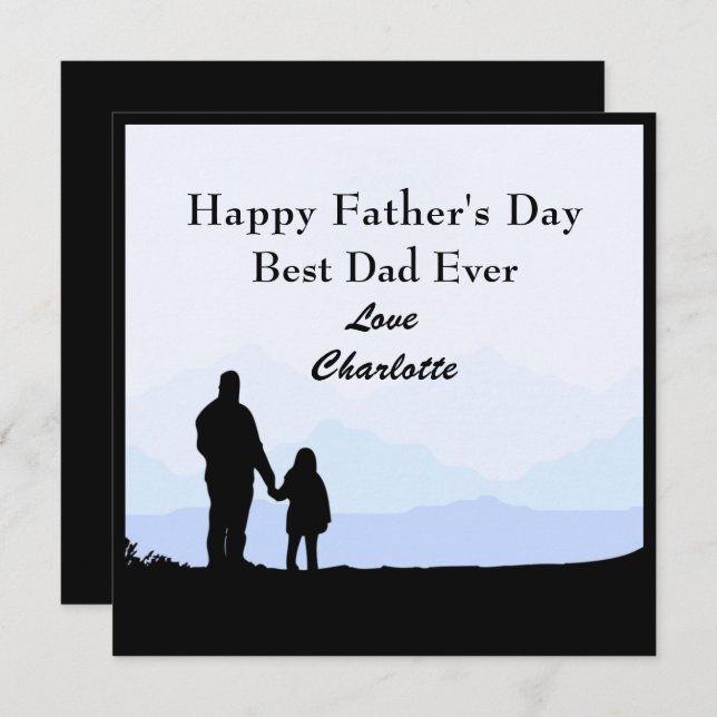 Meilleure fille papa Silhouette Nom carte de Fête  (Devant / Derrière)