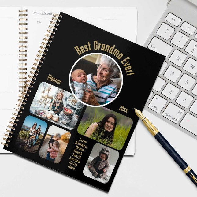 Meilleure grand-mère jamais ! Collage de photos (Grandma's going to love this personalized photo collage "Best Grandma Ever" planner.)