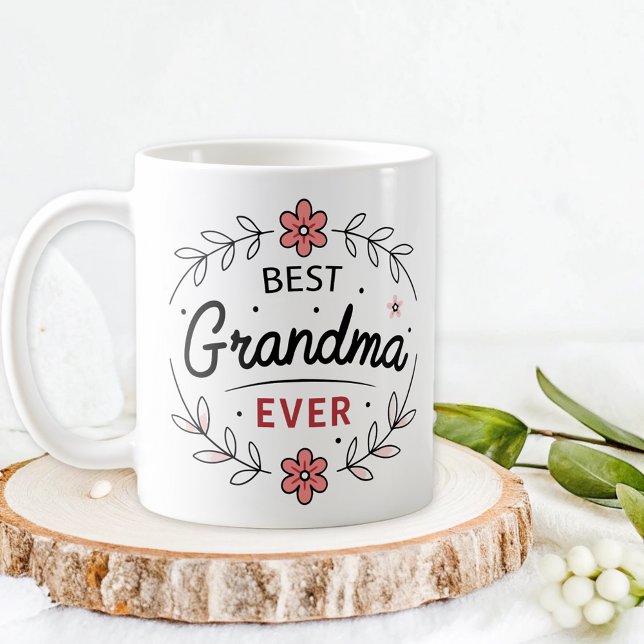 Meilleure grand-mère Jamais florale de café Mug (Créateur téléchargé)
