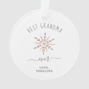 Meilleure grand-mère   Rose Gold Snowflake et phot