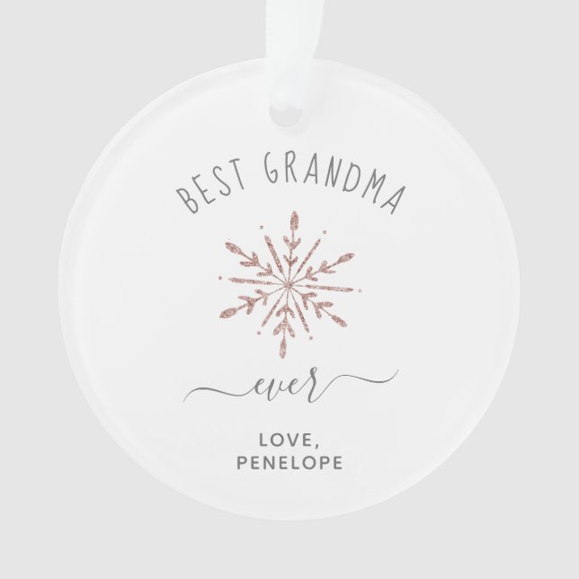Meilleure grand-mère | Rose Gold Snowflake et phot (devant)